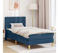 vidaXL Struttura per letto con materasso blu, 100 x 200 cm, in tessuto, struttura per letto rettangolare moderna, mobile resistente, soluzione per dormire salvaspazio e comoda base per la casa