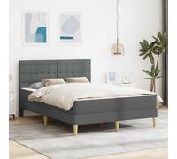 vidaXL Struttura per letto con materasso grigio scuro 120 x 200 cm, in tessuto, struttura per letto rettangolare moderna, mobile resistente, soluzione per dormire salvaspazio e comoda base per la casa