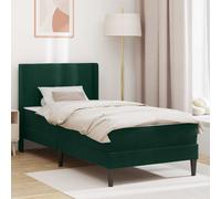vidaXL Struttura del letto Verde Scuro 90 x 200 cm Velluto, Arredamento per camera moderna, struttura per letto rettangolare, velluto contemporaneo, materasso morbido e confortevole, design elegante,
