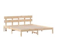 vidaXL Struttura letto con testata 200X200 cm Legno Massello Pino per Camera da Letto Design Minimalista Durevole Facile Assemblaggio Nessun Box Spring Necessario. Piattaforma Matrimoniale Legno Brown