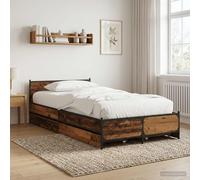 vidaXL Struttura letto con testata con ruota Legno antico 80 x 200 cm