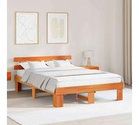 vidaXL Struttura Letto con Testata Marrone Cerato 160x200 cm Legno Massello di Pino