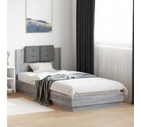 vidaXL Struttura letto con testiera in legno Sonoma grigio ingegnerizzato, elegante struttura letto, design rettangolare, luce USB integrata, testiera moderna, mobili per camera da letto