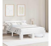 vidaXL Struttura Letto con Testiera 160X200 cm Legno Massello di Pino Finitura Bianca Design Minimalista Niente Boxspring Necessario Robusta Durevole Piattaforma per Adulti Moderna Elegante