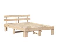vidaXL Struttura Letto con testiera 160X200 cm Legno massello di Pino Finitura Naturale Design Minimalista nessun sommier Necessario Robusto Durevole Piattaforma per Adulti Struttura Matrimoniale c