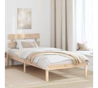 vidaXL Struttura Letto con Testiera 90X190 cm Legno Massello di Pino per Camera da Letto Design Minimalista Durevole Facile da Assemblare Senza Box Spring Letto Piattaforma Adulto Marrone Singolo 90