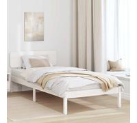vidaXL Struttura letto con testiera bianca 75x190 cm in legno massello di pino.