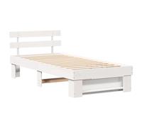 vidaXL Struttura Letto con testiera Bianca in Legno di Pino massello, 80 x 200 cm. Design Moderno, Semplice da Montare, Senza Rete necessaria. Include doghe fisse, Costruzione Robusta e Stabile.