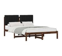 vidaXL Struttura letto con testiera imbottita, colore: marrone scuro e nero