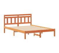 vidaXL Struttura Letto in Legno di Pino massello Marrone Cerato di, 135 x 190 cm. Ha Scomparti di stoccaggio integrati e Supporto Regolabile. La testiera è Moderna e aggiunge Un Tocco Elegante. Faci