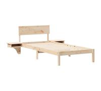 vidaXL Struttura Letto in Legno massello di Pino Naturale con testiera Integrata e tavolini Laterali, 90 x 190 cm, Marrone. Perfetta per Interni, Facile da Montare, dal Design Moderno. Ideale per Le