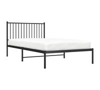 vidaXL Struttura letto in metallo con testiera per la casa, camera degli ospiti, camera da letto, mobili in metallo, struttura per letto, base per materasso, colore nero, 107 x 203 cm