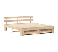 vidaXL Struttura letto in pino massello marrone 200 x cm, stile moderno, con testiera. Non richiede rete a molle, ideale per uso indoor. Montaggio facile con cacciavite e gambe quadrate texture.