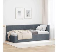 vidaXL Struttura Letto in Velluto angolare, Piattaforma Moderna per la Camera da Letto, Morbido al Tatto, Elegante con testiera Fissa montata a Muro. Design Minimalista e di Lusso.