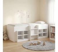 vidaXL Struttura Letto Loft con Mobile 3 pcs Bianco Legno multistrato, Letto loft elegante per camera, design compatto, struttura in legno sollevata, salvaspazio per la vita urbana