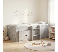 Struttura Letto Loft con Mobile con porta 3 pz Grigio Cemento