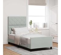 vidaXL Struttura Letto Moderna in Velluto Testiera per Materassi Singoli, Colore Grigio Chiaro, Legno Durevole, Rivestimento Morbido, Mobili Contemporanei per Camera da Letto Adulti di Lusso, Bas