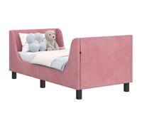 vidaXL Struttura Letto per Bambini con Testata Rosa 70 x 140 cm, Camera Moderna, Robusto Letto in Velluto, Soluzione per Dormire, Legno ingegnerizzato, Base a doghe, Stile e Decorazione