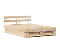 vidaXL Struttura Letto Piattaforma in Legno di Pino Massello, 140 x 200 cm, Marrone, con Due Cassetti. Design Moderno e Minimalista per la Camera da Letto.