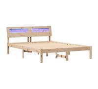 vidaXL Struttura letto Piattaforma marrone legno di pino massello 120 x 190 cm con illuminazione LED integrata e connettore USB. Stile contemporaneo, finitura opaca, facile da montare, senza doghe