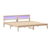 vidaXL Struttura letto platform 180 x 200 cm in legno massello di pino marrone con strisce LED, connettore USB, design moderno per la camera da letto, facile da montare per adulti, senza rete