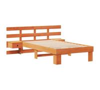 vidaXL Struttura letto Platform in colore marrone cera, dimensioni 80 x 200 cm, realizzata in solido pino. Ha tavoli da notte integrati, un design contemporaneo, nessuna scatola a molla richiesta, ed