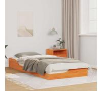 vidaXL Struttura Letto Platform Marrone Cera 100 x 210 cm in Legno di Pino massello con doghe fisse, Finitura Opaca. Include Un cassetto Basso Sicuro per Un Accesso Facile. Ottimo per Adulti e perfe