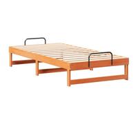 vidaXL Struttura Letto Platform, Marrone Cera, 90 x 190 cm, in Legno massello di Pino. Bassa per Sicurezza, Montaggio Facile, Senza Bisogno di boxspring. con Maniglie in Metallo, Ideale per stanze m