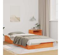 vidaXL Struttura Letto Platform Marrone in Legno Massello di Pino - 90 x 200 cm - Finitura Opaca e Durevole - Cassetto Laterale - Fondazione a Doghe Rigide - Facile da Pulire - Stile Moderno - Indoor