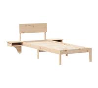 vidaXL Struttura Letto Platform Marrone in Pino Massello con Testiera Integrata e Tavolini Laterali 75 x 190 cm. Facile da Montare, per Uso Interno, Design Moderno e Facile da Pulire. La Superficie