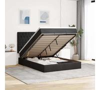 vidaXL Struttura Letto Pouf con Materassi Nero 140x190 cm in Velluto