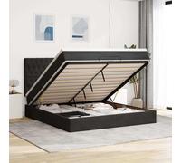 vidaXL Struttura Letto Pouf con Materassi Nero 160x200 cm in Velluto