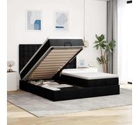 vidaXL Struttura Letto Pouf con Materassi Nero 200x200 cm in Tessuto