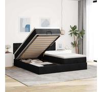 vidaXL Struttura Letto Pouf con Materassi Nero 200x200 cm in Tessuto