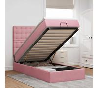 vidaXL Struttura Letto Pouf con Materassi Rosa 100x200 cm Velluto