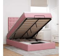 vidaXL Struttura Letto Pouf con Materassi Rosa 120x190 cm Velluto