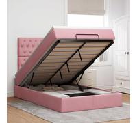 vidaXL Struttura Letto Pouf con Materassi Rosa 120x190 cm Velluto