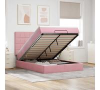 vidaXL Struttura Letto Pouf con Materassi Rosa 140x190 cm in Velluto