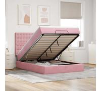 vidaXL Struttura Letto Pouf con Materassi Rosa 140x190 cm in Velluto