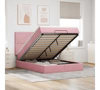 vidaXL Struttura Letto Pouf con Materassi Rosa 140x190 cm in Velluto