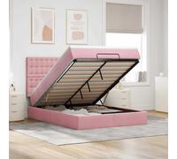 vidaXL Struttura Letto Pouf con Materassi Rosa 140x190 cm in Velluto