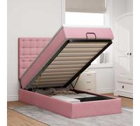 vidaXL Struttura Letto Pouf con Materassi Rosa 90x190 cm in Velluto