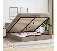 vidaXL Struttura Letto Pouf con Materasso 200x200cm Similpelle