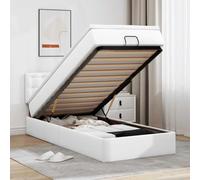 vidaXL Struttura Letto Pouf con Materasso 90x200 cm Similpelle