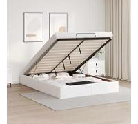 vidaXL Struttura Letto Pouf con Materasso Bianco 140x190 cm Similpelle