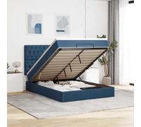 vidaXL Struttura Letto Pouf con Materasso Blu 140x190 cm in Tessuto