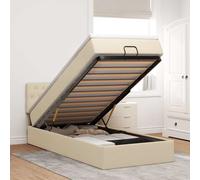 vidaXL Struttura Letto Pouf con Materasso Crema 80x200 cm in Tessuto