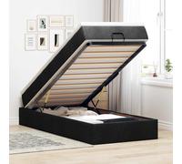 vidaXL Struttura Letto Pouf con Materasso Nero 100x200 cm in Tessuto