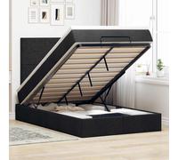 vidaXL Struttura Letto Pouf con Materasso Nero 120x190 cm in Tessuto