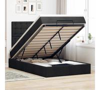 vidaXL Struttura Letto Pouf con Materasso Nero 120x190 cm in Tessuto